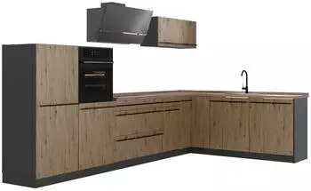 VICCO R-Line Eckk&uuml;che Artisan-Eiche/Anthrazit 347cm