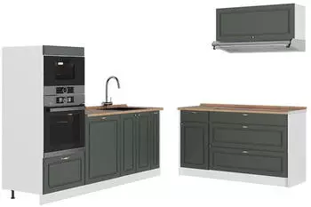 VICCO Fame-Line Küchenzeile 340cm Eiche grün-gold Landhaus/weiß (63930)