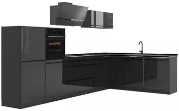 VICCO R-Line Eckk&uuml;che Anthrazit Hochglanz/Anthrazit 347x143x60cm (66821)