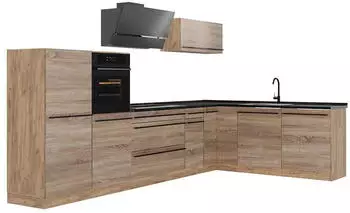 VICCO R-Line Eckk&uuml;che Sonoma/Goldkraft Eiche, Arbeitsplatte Anthrazit, 347cm
