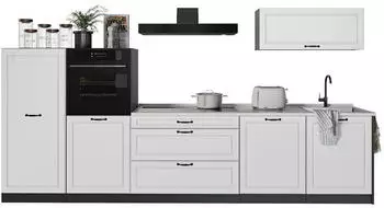 VICCO R-Line Küchenzeile weiß Landhaus/Anthrazit 340cm ohne Arbeitsplatte