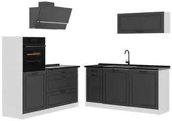 VICCO R-Line Küchenzeile Landhaus anthrazit/weiß 160cm ohne Arbeitsplatte