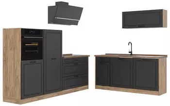 VICCO R-Line K&uuml;chenzeile Anthrazit/Goldkraft Eiche 220cm (R-Line)
