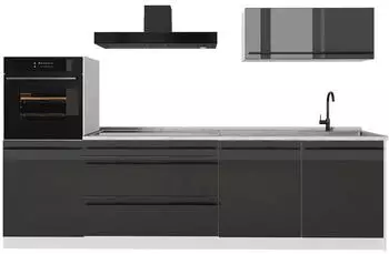 VICCO R-Line Küchenzeile 280cm anthrazit Hochglanz/weiß, ohne Arbeitsplatte