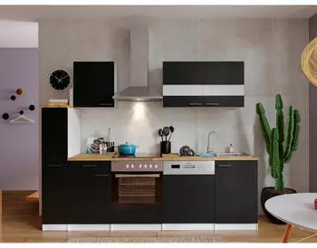 Respekta Malia K&uuml;chenzeile wei&szlig;/schwarz 250cm (KB250WSCG)