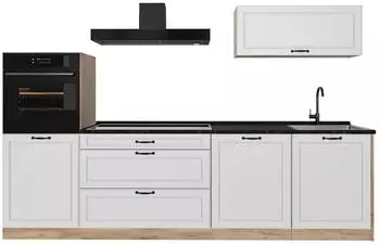 VICCO R-Line K&uuml;chenzeile wei&szlig; Landhaus/Goldkraft Eiche 280cm ohne Arbeitsplatte (R-Line)