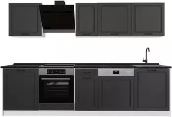 VICCO R-Line K&uuml;chenzeile Anthrazit Landhaus/Wei&szlig; 280cm ohne Arbeitsplatte (R-Line)
