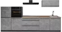 Vicco K&uuml;chenzeile R-Line, Beton/Anthrazit, 340 cm Arbeitsplatte Goldkraft...