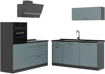 VICCO R-Line K&uuml;chenzeile 160cm blau-grau/anthrazit, ohne Arbeitsplatte (66908)