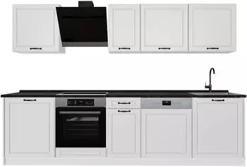 VICCO K&uuml;chenzeile R-Line Wei&szlig; Landhaus/Wei&szlig; 280cm Arbeitsplatte Anthrazit