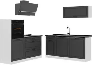 VICCO R-Line K&uuml;chenzeile Landhaus/Wei&szlig; 160cm anthrazit (39740)