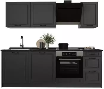 VICCO R-Line K&uuml;chenzeile Anthrazit Landhaus/Anthrazit 220cm (R-Line)