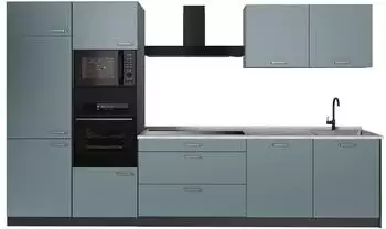 VICCO R-Line K&uuml;chenzeile 340cm blau-grau/anthrazit, ohne Arbeitsplatte (67336)