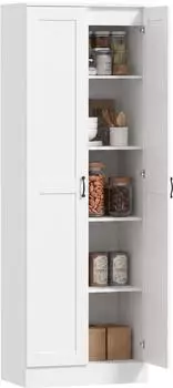 HomCom Küchenschrank 5 Fächer, 1 Schublade, weiß, 36,5x175x60cm (838-429V91WT)