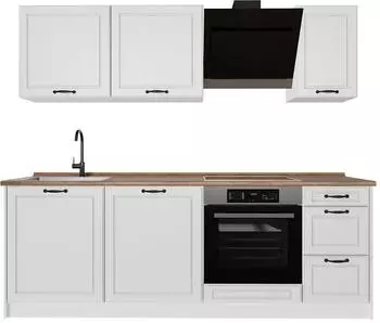 VICCO R-Line K&uuml;chenzeile 220cm ohne Arbeitsplatte, wei&szlig; Landhaus/wei&szlig;