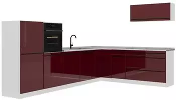 VICCO R-Line Eckküche rot hochglanz/weiß, ohne Arbeitsplatte (41313)
