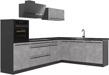 VICCO Eckk&uuml;che R-Line, Beton/Anthrazit, 287cm, 12 Module
