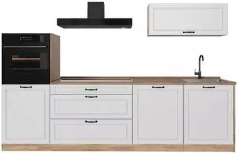VICCO R-Line K&uuml;chenzeile wei&szlig; Landhaus/Goldkraft Eiche 280cm (40064)