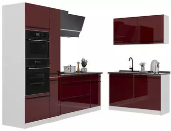 VICCO R-Line Eckk&uuml;che rot hochglanz/wei&szlig; 230x120cm, ohne Arbeitsplatte (R-Line)