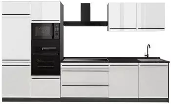 VICCO K&uuml;chenzeile R-Line wei&szlig; Hochglanz/Anthrazit 340cm (R-Line)