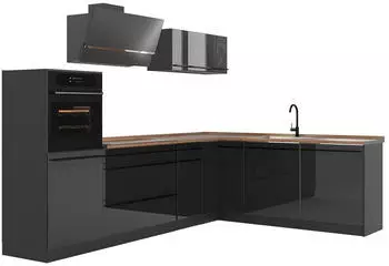 VICCO R-Line Eckk&uuml;che anthrazit Hochglanz, 287x206,8x60cm (66750)