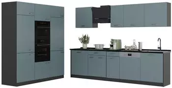 VICCO R-Line K&uuml;chenzeile 180cm blau-grau/anthrazit (66993)
