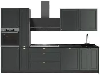 VICCO Fame-Line K&uuml;chenzeile gr&uuml;n-gold Landhaus/Anthrazit 310cm (64264)