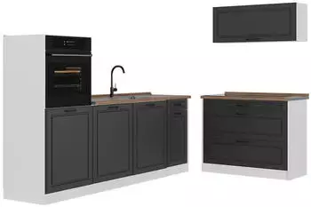 VICCO R-Line K&uuml;chenzeile Anthrazit Landhaus/Wei&szlig; 220cm (R-Line)