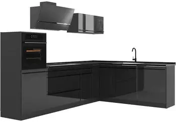 VICCO R-Line Eckk&uuml;che anthrazit hochglanz/anthrazit 287cm (R-Line)