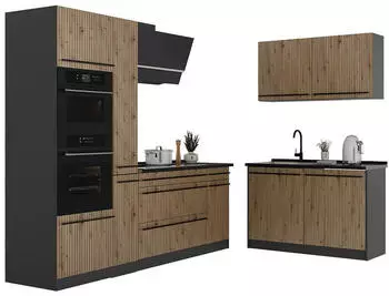 VICCO R-Line Eckk&uuml;che Artisan-Eiche/Anthrazit 230x120cm (ohne Arbeitsplatte)