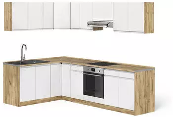 VICCO R-Line Eckk&uuml;che wei&szlig;/Goldkraft Eiche 267x167cm (70575)