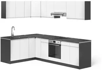 VICCO R-Line Eckk&uuml;che wei&szlig;/anthrazit 267x167cm (70571)