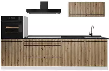 VICCO R-Line K&uuml;chenzeile 280cm Artisan-Eiche/Wei&szlig;, Arbeitsplatte Anthrazit (67265)