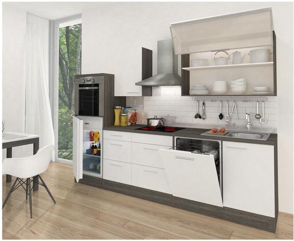 Respekta Küchenzeile Premium 280 cm weiß-eiche grau (RP280HEW)