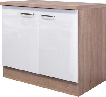 Flex-Well Spülenunterschrank Valero 100cm weiß Hochglanz/Sonoma Eiche