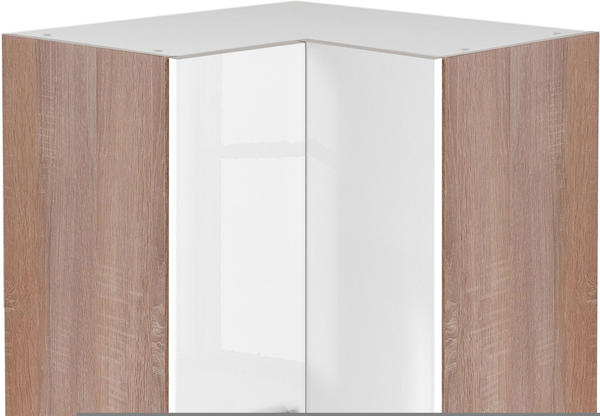Flex-Well Küchen-Eckhängeschrank Valero 60 cm weiß Hochglanz/Sonoma Eiche