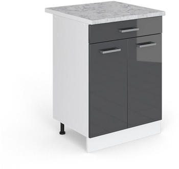 VICCO R-Line Unterschrank 60cm 1 Schublade mit Arbeitsplatte Anthrazit Hochglanz