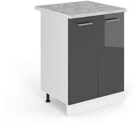Vicco - K&uuml;chenunterschrank R-line, Anthrazit Hochglanz, 60 Cm , Ap Marmor