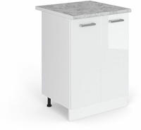 Vicco - K&uuml;chenunterschrank R-line, Wei&szlig; Hochglanz, 60 Cm , Ap Marmor