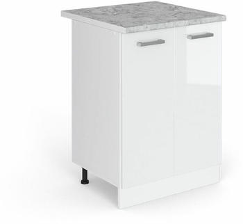 VICCO R-Line Unterschrank 60cm 2-trg. mit Arbeitsplatte Weiß Hochglanz