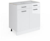 K&uuml;chenunterschrank R-line, Wei&szlig; Hochglanz, 80 Cm Ohne Arbeitsplatte, Vicco