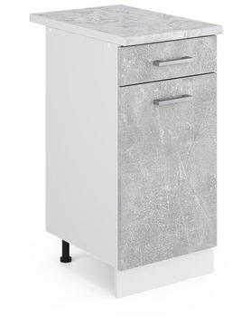 VICCO R-Line Unterschrank 40cm 1 Schublade mit Arbeitsplatte Beton