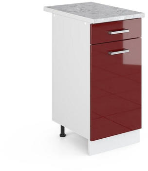 VICCO R-Line Unterschrank 40cm 1 Schublade mit Arbeitsplatte Bordeaux Hochglanz