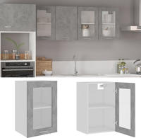 Vidaxl Hanging Glass Cabinet "lyon" Concrete Grey 40x31x60 Cm Engineered Wood