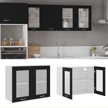 vidaXL Hängeglasschrank Schwarz 80x31x60 cm