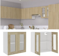 Vidaxl Hanging Glass Cabinet "lyon" Sonoma Oak 60x31x60 Cm Engineered Wood