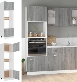 vidaXL Mikrowellenumbauschrank Grau Sonoma 60x57x207 cm