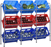 vidaXL Kistenregal f&uuml;r 9 Kisten Silbern 145x33x116 cm Stahl