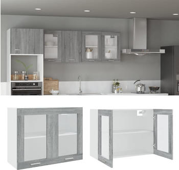 vidaXL H&auml;ngeschrank Glas Grau Sonoma 80x31x60 cm