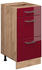 VICCO Schubladenunterschrank R-Line 40 cm Eiche/Bordeaux-Rot Hochglanz modern 3 Schubladen